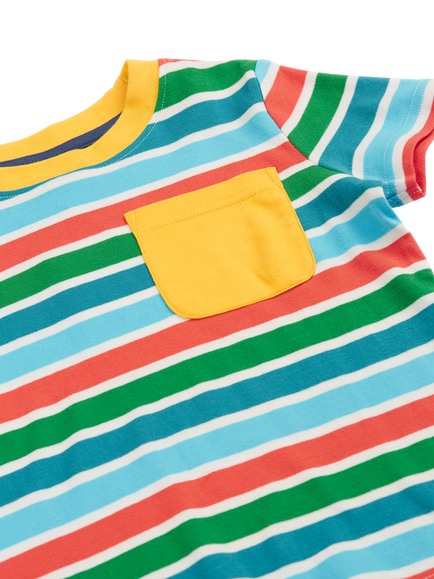 Frugi Kids' Piran Pocket Striped T-Shirt, Summer Breton - view 2, Summer Breton