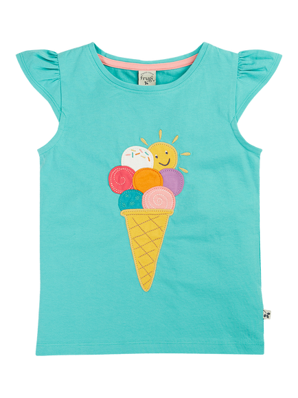 Frugi Kids' Harmony Circular Ice Cream T-Shirt, Pacific Aqua, Pacific Aqua