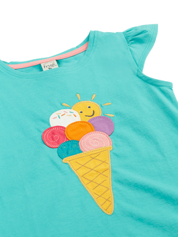 Frugi Kids' Harmony Circular Ice Cream T-Shirt, Pacific Aqua - view 2, Pacific Aqua