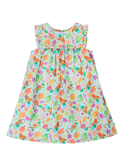 Frugi Kids' Lora Summer Dress, Mermaid Garden, Mermaid Garden