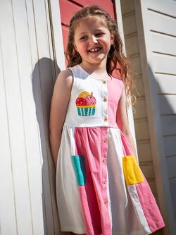 Frugi Kids' Henny Hotchpotch Dress, Sea Shell - view 2, Sea Shell