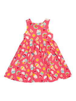 Frugi Kids' Sky Summer Skater Dress, Happy Sprinkles, Happy Sprinkles