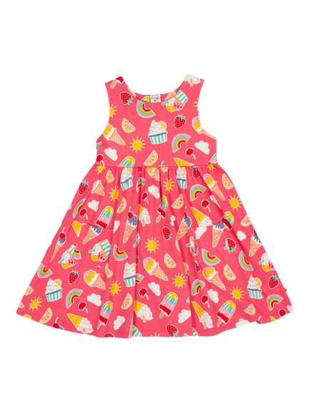 Frugi Kids' Sky Summer Skater Dress, Happy Sprinkles, Happy Sprinkles