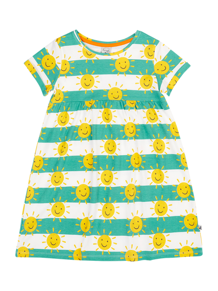 Frugi Kids' Tallie Striped Dress, Full Of Sunshine, Full Of Sunshine