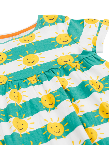 Frugi Kids' Tallie Striped Dress, Full Of Sunshine - view 2, Full Of Sunshine
