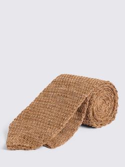 Moss Linen Knitted Tie, Gold