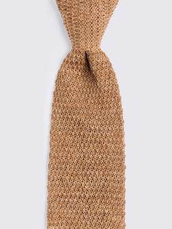 Moss Linen Knitted Tie - view 2, Gold