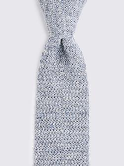 Moss Linen Knitted Tie - view 2, Blue
