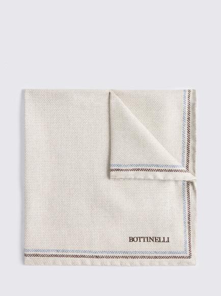 Moss Italian Silk Double Faced Pocket Square, Neutral
