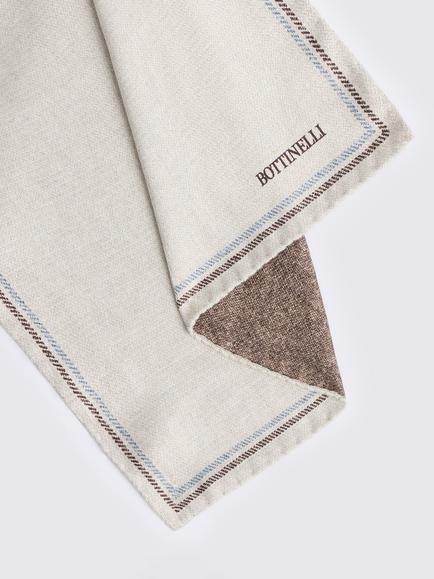 Moss Italian Silk Double Faced Pocket Square - view 2, Neutral