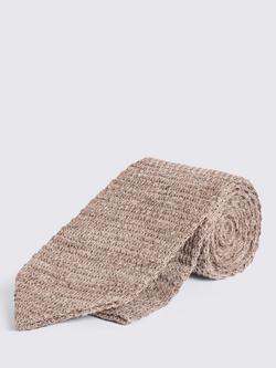 Moss Linen Knitted Tie, Taupe