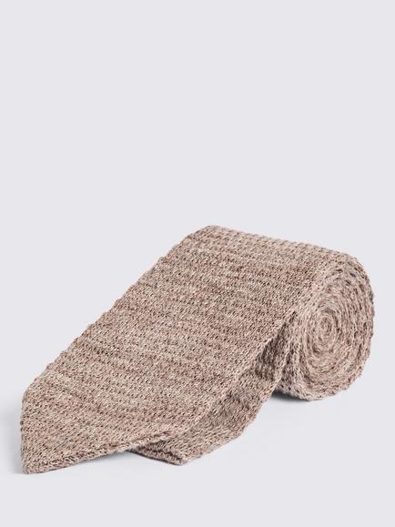Moss Linen Knitted Tie, Taupe
