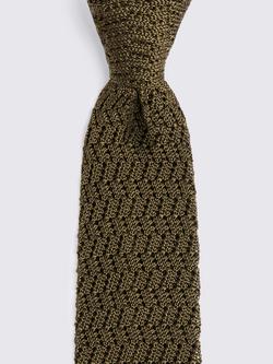 Moss Silk Knitted Tie - view 2, Olive