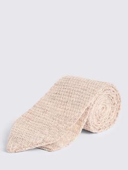 Moss Linen Knitted Tie, Off-white