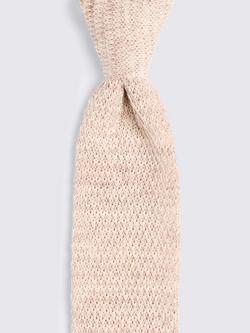 Moss Linen Knitted Tie - view 2, Off-white