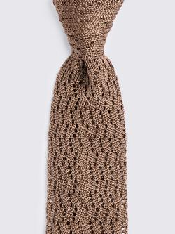 Moss Silk Knitted Tie - view 2, Taupe