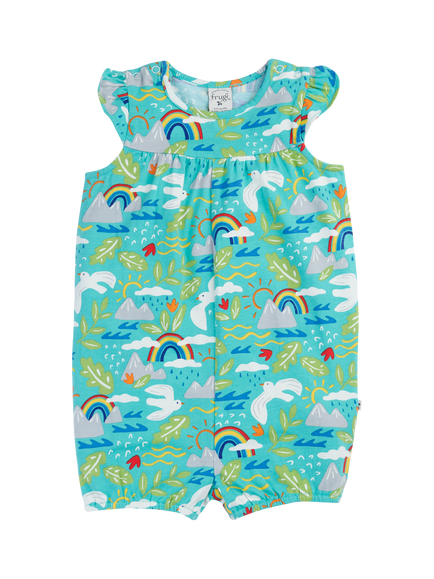Frugi Baby Hallie Short Romper, Happy Hikes, Happy Hikes