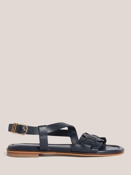 Hobbs Vera Leather Strappy Sandals, Navy