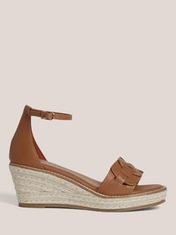 Hobbs Francis Woven Leather Espadrille Sandals, Tan/White