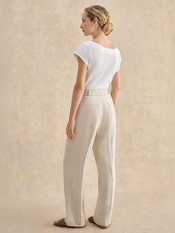Hobbs Zainah Pure Linen Trousers, Neutral - view 2, Neutral
