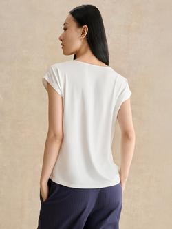 Hobbs Sylvie Satin Front Top - view 2, Ivory