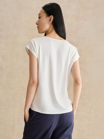 Hobbs Sylvie Satin Front Top - view 2, Ivory