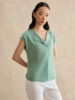Hobbs Sylvie Satin Front Top, Seafoam Green