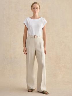 Hobbs Petite Zainah Pure Linen Trousers, Neutral, Neutral