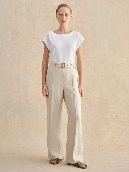 Hobbs Petite Zainah Pure Linen Trousers, Neutral, Neutral