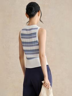 Hobbs Lowther Stripe Pointelle Knit Top, Blue/Ivory - view 2, Blue/Ivory