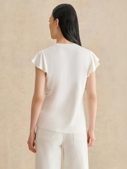 Hobbs Lila Flutter Sleeve Top, Ivory - view 2, Ivory