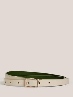 Hobbs Pauline Double Sided Leather Belt, Ivory/Green, Ivory/Green