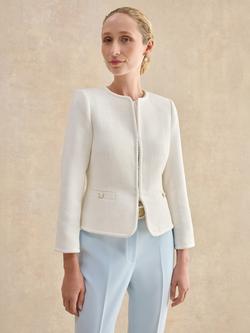 Hobbs Otillia Peplum Hem Tweed Jacket, Ivory, Ivory