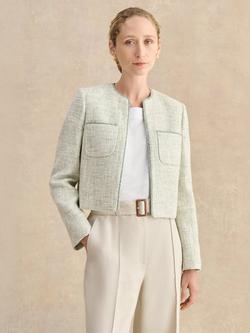 Hobbs Darcy Tweed Jacket, Sage/Ivory