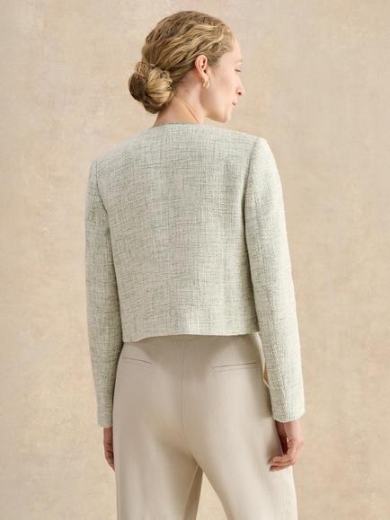 Hobbs Darcy Tweed Jacket - view 2, Sage/Ivory