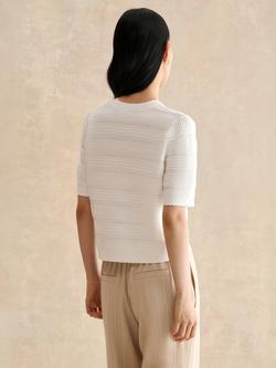 Hobbs Mimi Pointelle Short Sleeve Cardigan, Ivory - view 2, Ivory