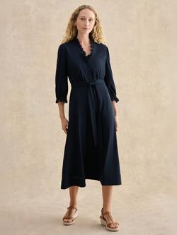 Hobbs Arya Cutwork Ruffle Dress, True Navy, True Navy