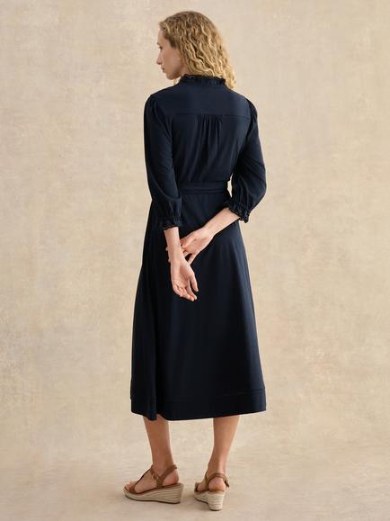 Hobbs Arya Cutwork Ruffle Dress, True Navy - view 2, True Navy