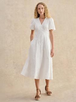 Hobbs Clementine Embroidered Midi Dress, White, White