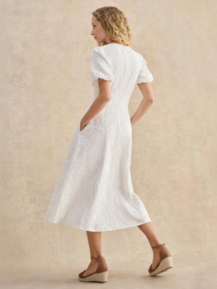 Hobbs Clementine Embroidered Midi Dress, White - view 2, White