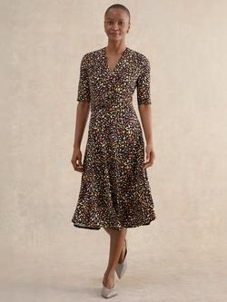 Hobbs Jaci Abstract Jersey Dress, Navy/Multi, Navy/Multi