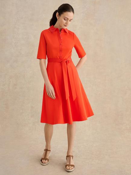 Hobbs Loretta Short Sleeve Shirt Dress, Tomato Red, Tomato Red