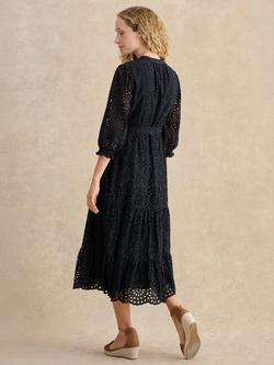 Hobbs Petite Cianna Broderie Anglaise Midi Dress, Navy - view 2, Navy