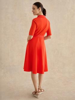 Hobbs Petite Loretta Short Sleeve Shirt Dress, Tomato Red - view 2, Tomato Red