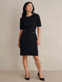 Hobbs Petite Petra Shift Dress, Navy, Navy