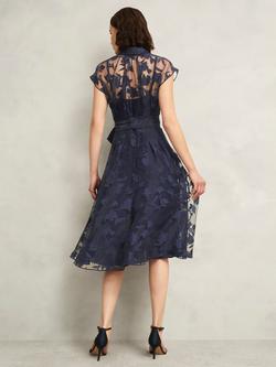Hobbs Petite Tess Burnout Floral Dress, Midnight Navy - view 2, Midnight Navy