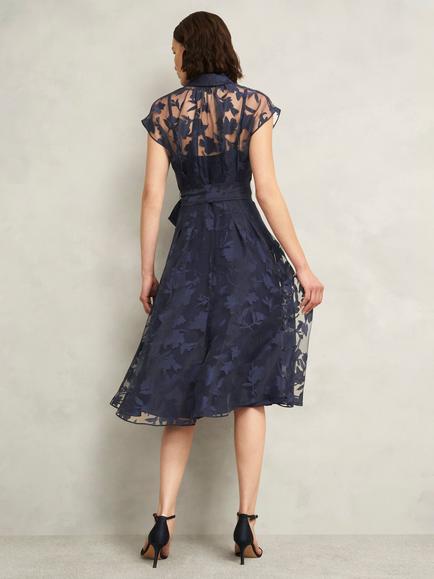 Hobbs Petite Tess Burnout Floral Dress, Midnight Navy - view 2, Midnight Navy