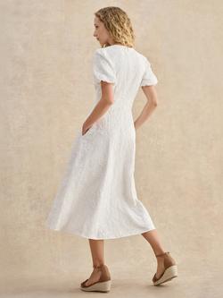 Hobbs Petite Clementine Embroidered Midi Dress, White - view 2, White