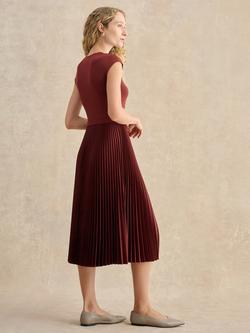 Hobbs Piper Knitted Pleated Midi Dress, Brown - view 2, Brown