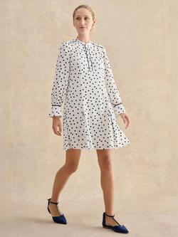 Hobbs Ruth Polka Dot Mini Dress, Ivory/Midnight, Ivory/Midnight